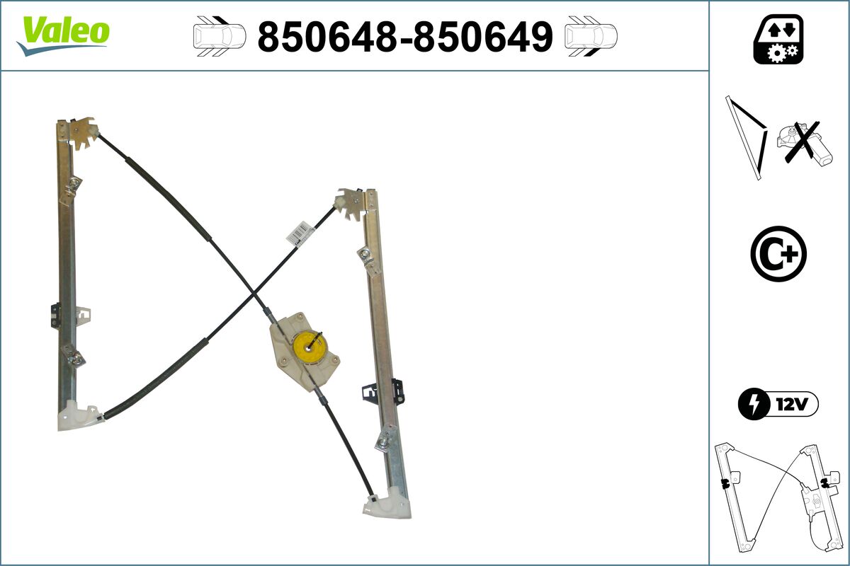 Mecanism actionare geam 850648 VALEO